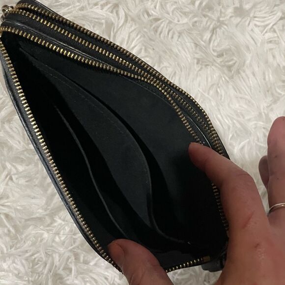 Coach Color Block Rouge Creme Pebbled Leather Large Double Zip Wristlet Clutch - Picture 10 of 16